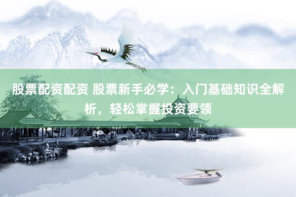 股票配资配资 股票新手必学：入门基础知识全解析，轻松掌握投资要领