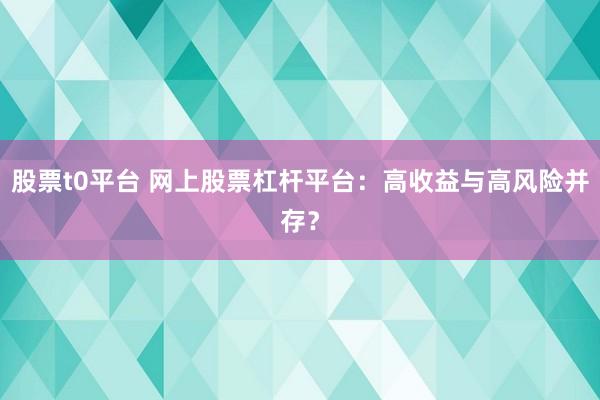 股票t0平台 网上股票杠杆平台：高收益与高风险并存？