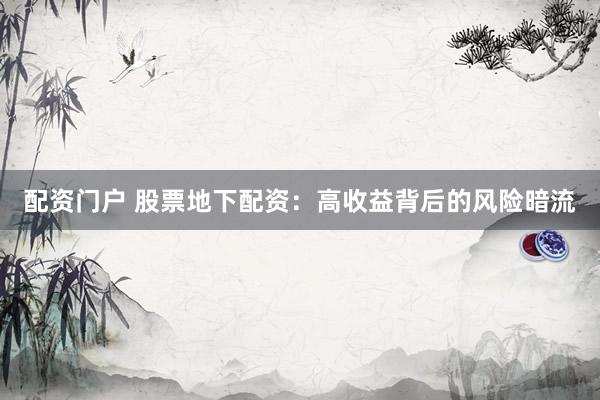 配资门户 股票地下配资：高收益背后的风险暗流