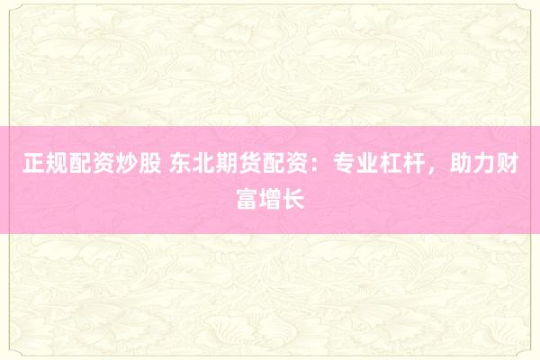 正规配资炒股 东北期货配资：专业杠杆，助力财富增长