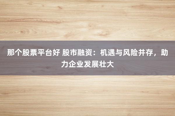 那个股票平台好 股市融资：机遇与风险并存，助力企业发展壮大