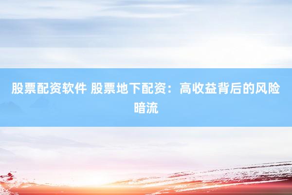 股票配资软件 股票地下配资：高收益背后的风险暗流