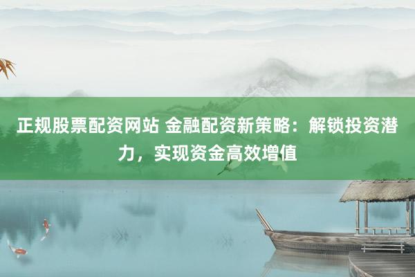 正规股票配资网站 金融配资新策略：解锁投资潜力，实现资金高效增值