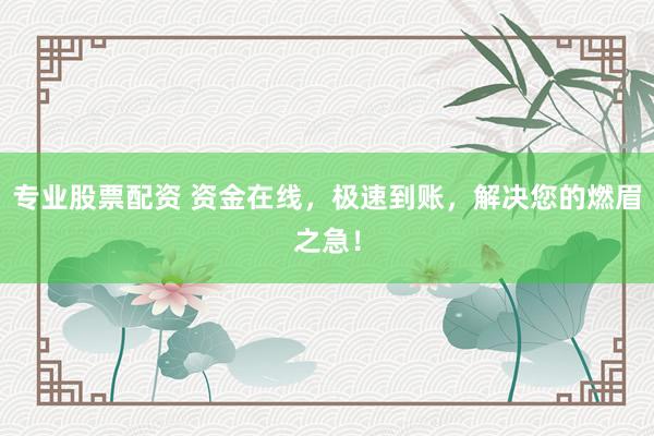 专业股票配资 资金在线，极速到账，解决您的燃眉之急！
