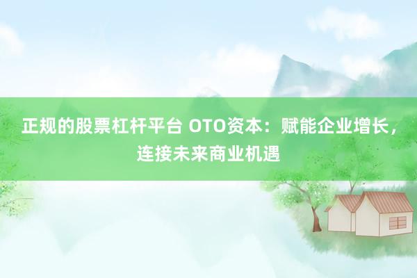 正规的股票杠杆平台 OTO资本：赋能企业增长，连接未来商业机遇