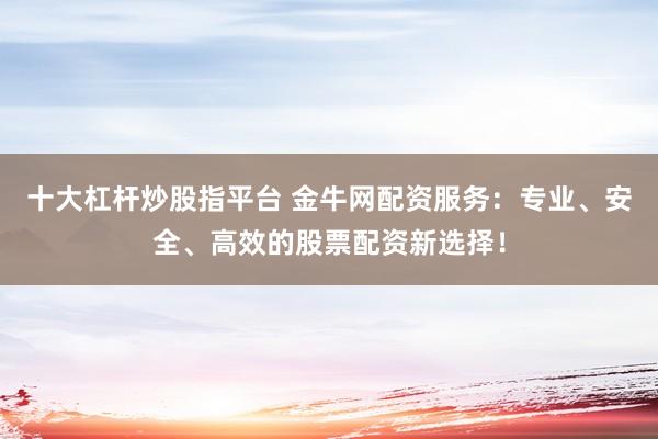 十大杠杆炒股指平台 金牛网配资服务：专业、安全、高效的股票配资新选择！