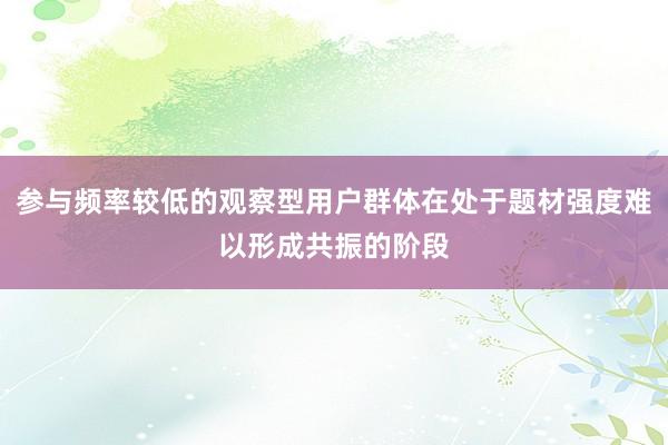 参与频率较低的观察型用户群体在处于题材强度难以形成共振的阶段