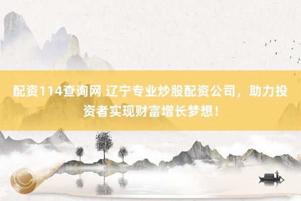 配资114查询网 辽宁专业炒股配资公司，助力投资者实现财富增长梦想！