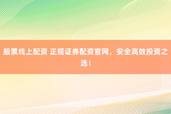 股票线上配资 正规证券配资官网，安全高效投资之选！