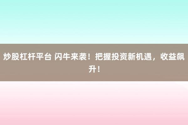 炒股杠杆平台 闪牛来袭！把握投资新机遇，收益飙升！
