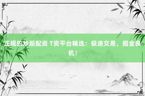 正规的炒股配资 T资平台精选：极速交易，掘金良机！