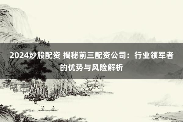 2024炒股配资 揭秘前三配资公司：行业领军者的优势与风险解析