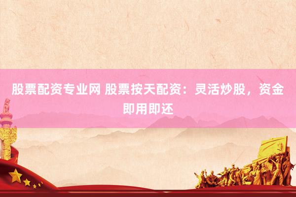 股票配资专业网 股票按天配资：灵活炒股，资金即用即还