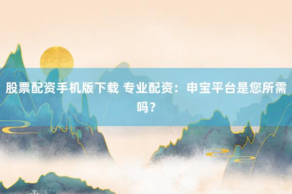 股票配资手机版下载 专业配资：申宝平台是您所需吗？